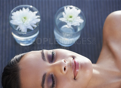 Buy stock photo A refreshed beauty relaxing   at the spa