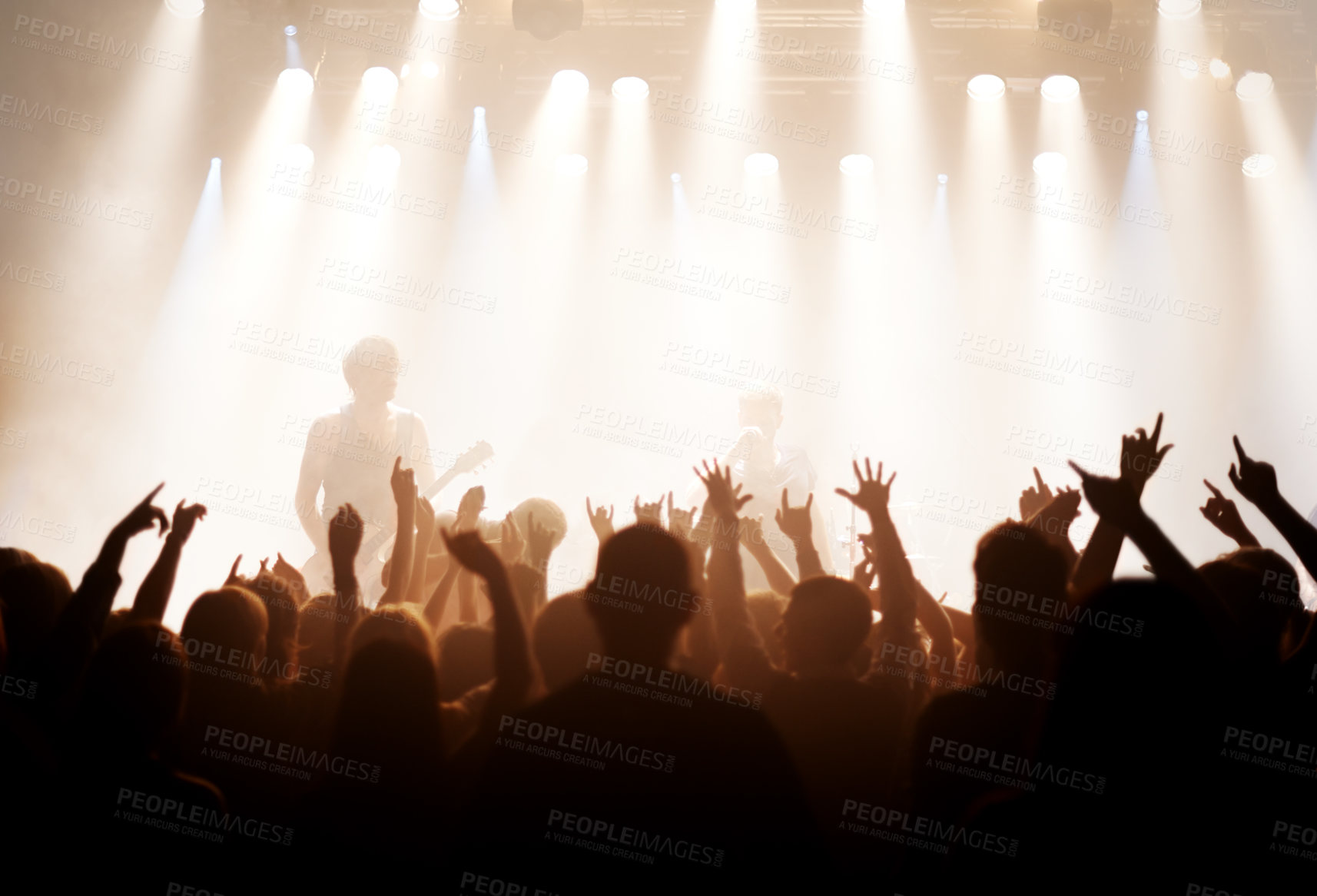 Buy stock photo Shot of fans enjoying a rock show