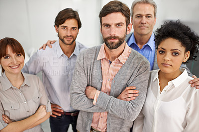 Buy stock photo Portrait of a group of dedicated business professionals