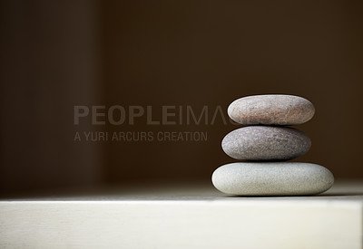 Buy stock photo Three stones balanced on top of each other in natural light