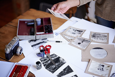 Buy stock photo A young designer creating a concept board at home