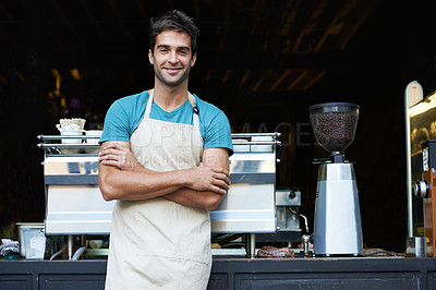 Buy stock photo A handsome barista