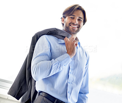 Buy stock photo Portrait of a handsome young businessman