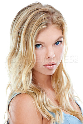 Buy stock photo Closeup portrait of an attractive young woman in the studio