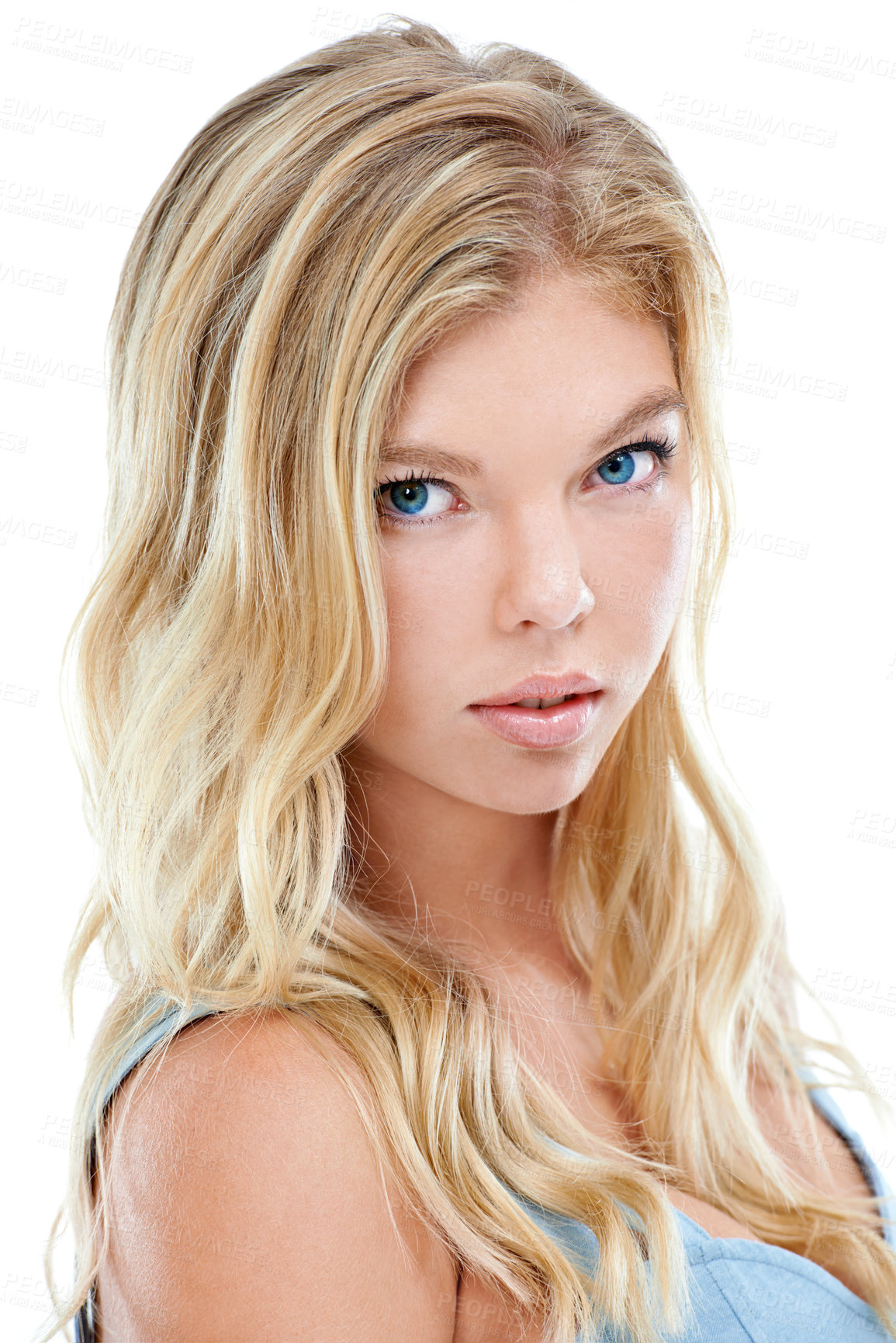 Buy stock photo Closeup portrait of an attractive young woman in the studio