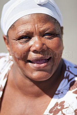 Buy stock photo Cropped portrait of a fisherwoman