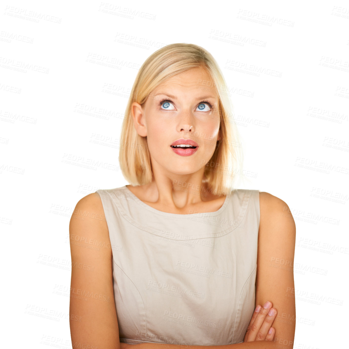 Buy stock photo Cropped shot of a gorgeous young woman posing in the studio