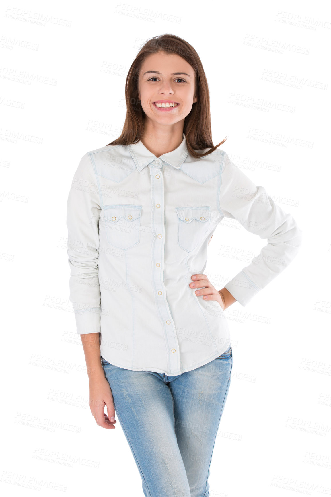 Buy stock photo Studio shot of a pretty female  isolated on white