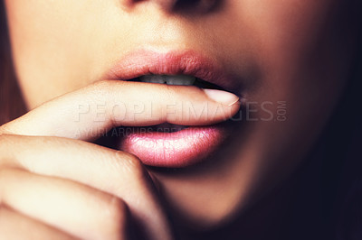 Buy stock photo Cropepd shot of a woman's mouth in the studio