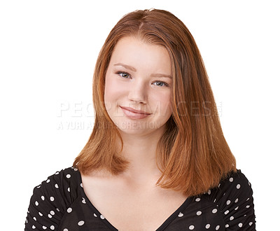 Buy stock photo Studio portrait of a confident teenage girl isolated on white
