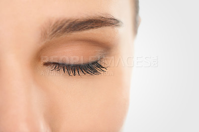 Buy stock photo Cropped closeup shot of a beautiful young model's eye