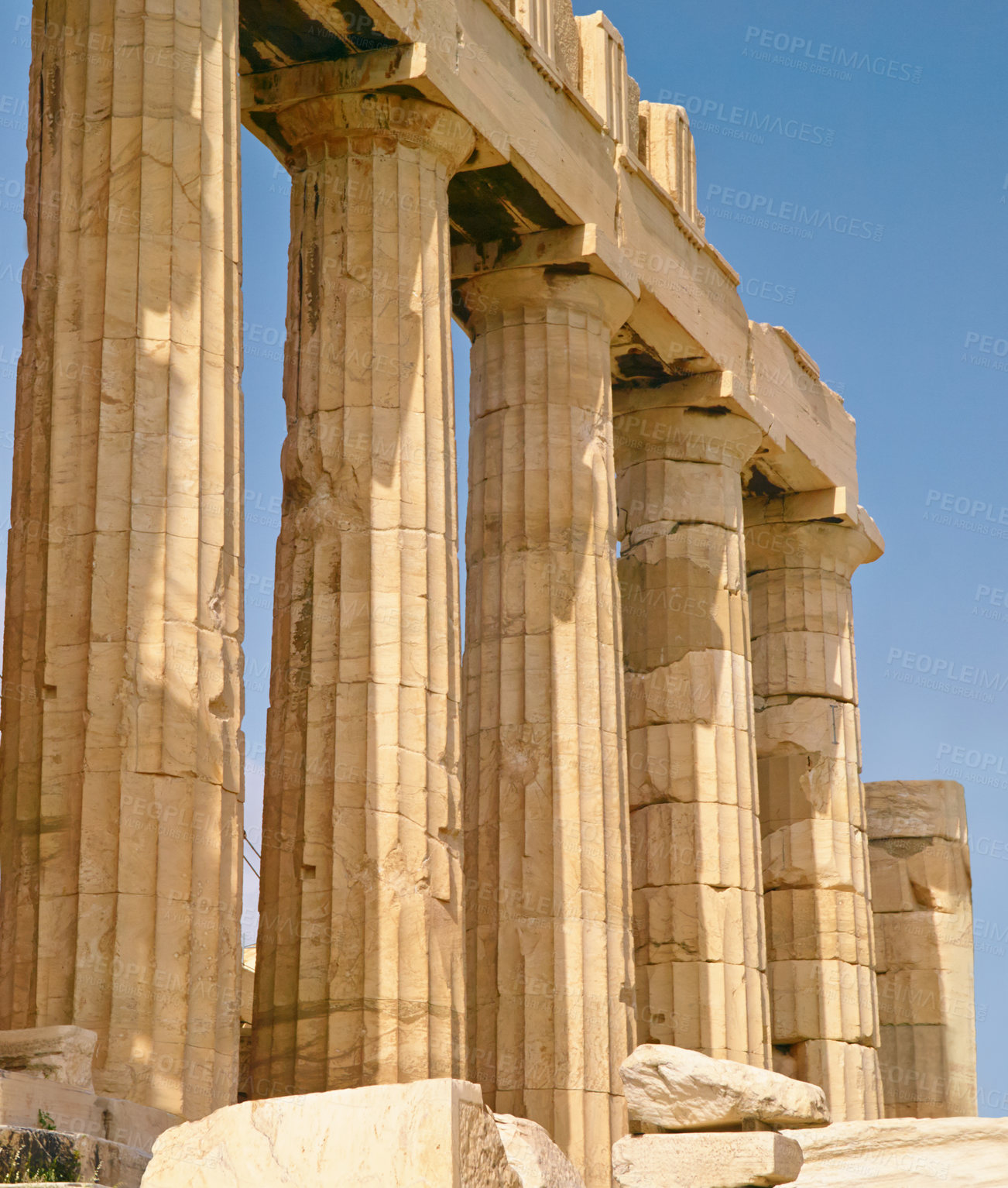 Buy stock photo Giant pillars in Acropolis, Greece