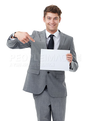 Buy stock photo A handsome young businessman endorsing your products