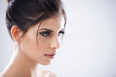 Buy stock photo Closeup of a beautiful brunette 