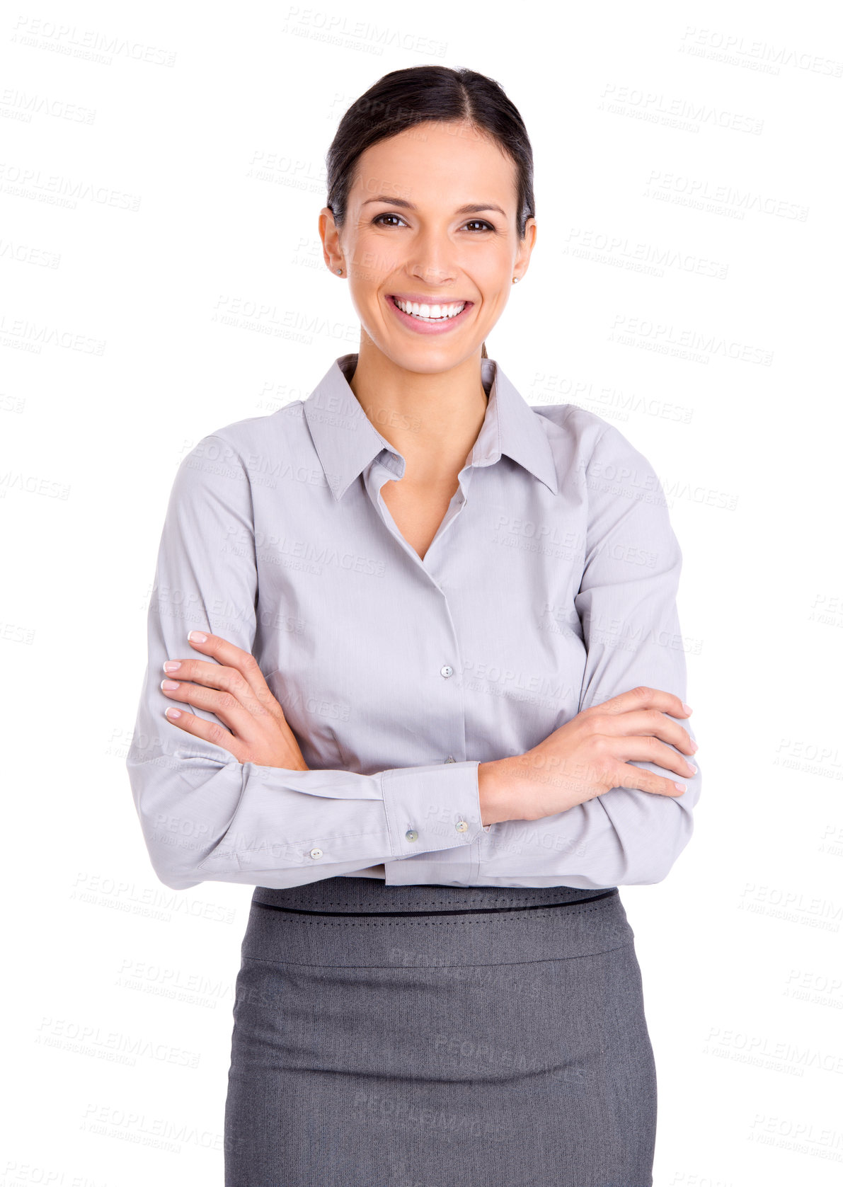 Buy stock photo Studio portrait of an attractive businesswoman isolated on white