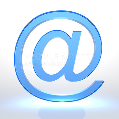 Buy stock photo Internet or email at sign or symbol isolated against white copy space background. Closeup of a communication and an address vector icon. Creative and artistic cgi used for web, inbox and social media