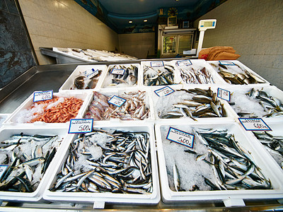 Buy stock photo A selection of fresh sea food at a market