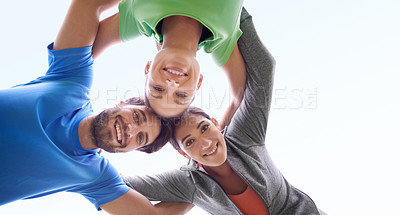 Buy stock photo Young people exercising outdoors
