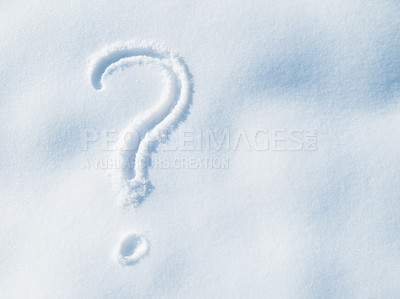 Buy stock photo A question mark drawn in the snow