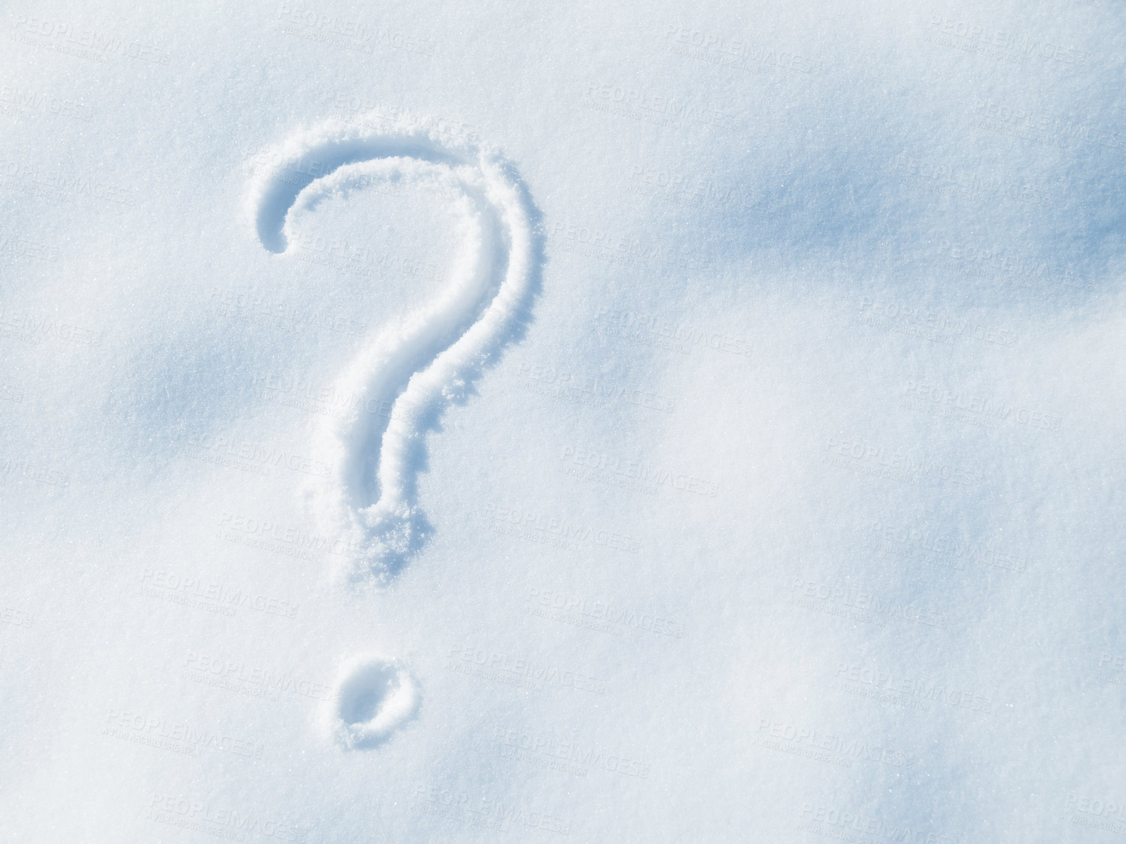 Buy stock photo A question mark drawn in the snow