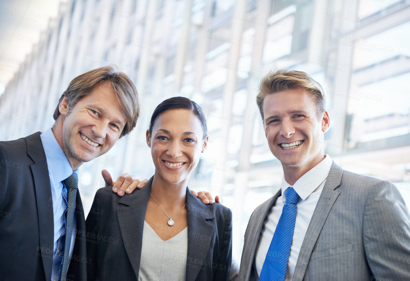 Buy stock photo Portrait, smile and team of business people in office together for corporate or professional career. About us, we are hiring and happy or friendly employee group in workplace for diversity or unity