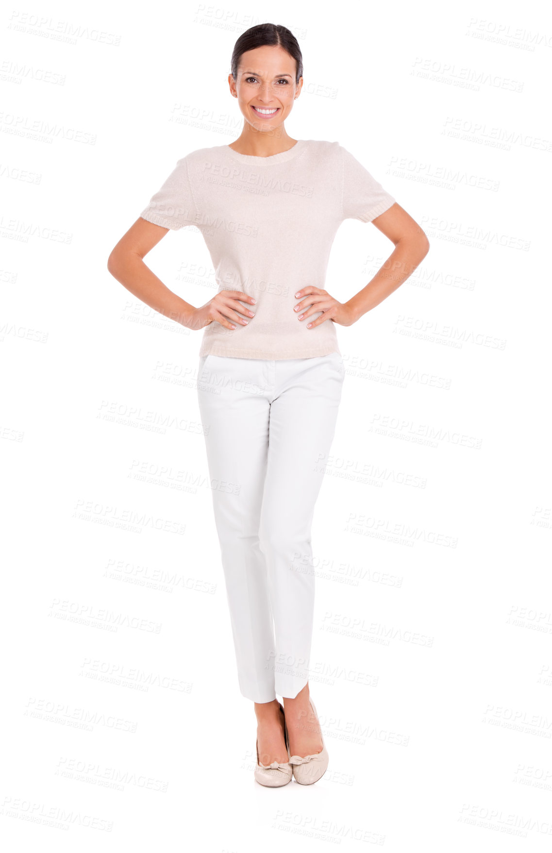 Buy stock photo Fashion, confident and portrait of business woman on white background for career, job and work. Company, happy and isolated person with professional style, pride and positive attitude in studio