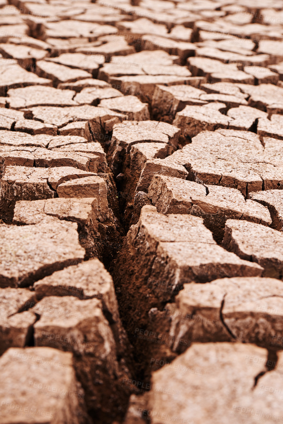 Buy stock photo Dry cracked ground in the African landscape