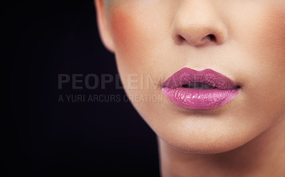 Buy stock photo Cropped shot of a woman wearing colorful cosmetics