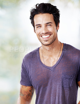 Buy stock photo Portrait of a smiling handsome man