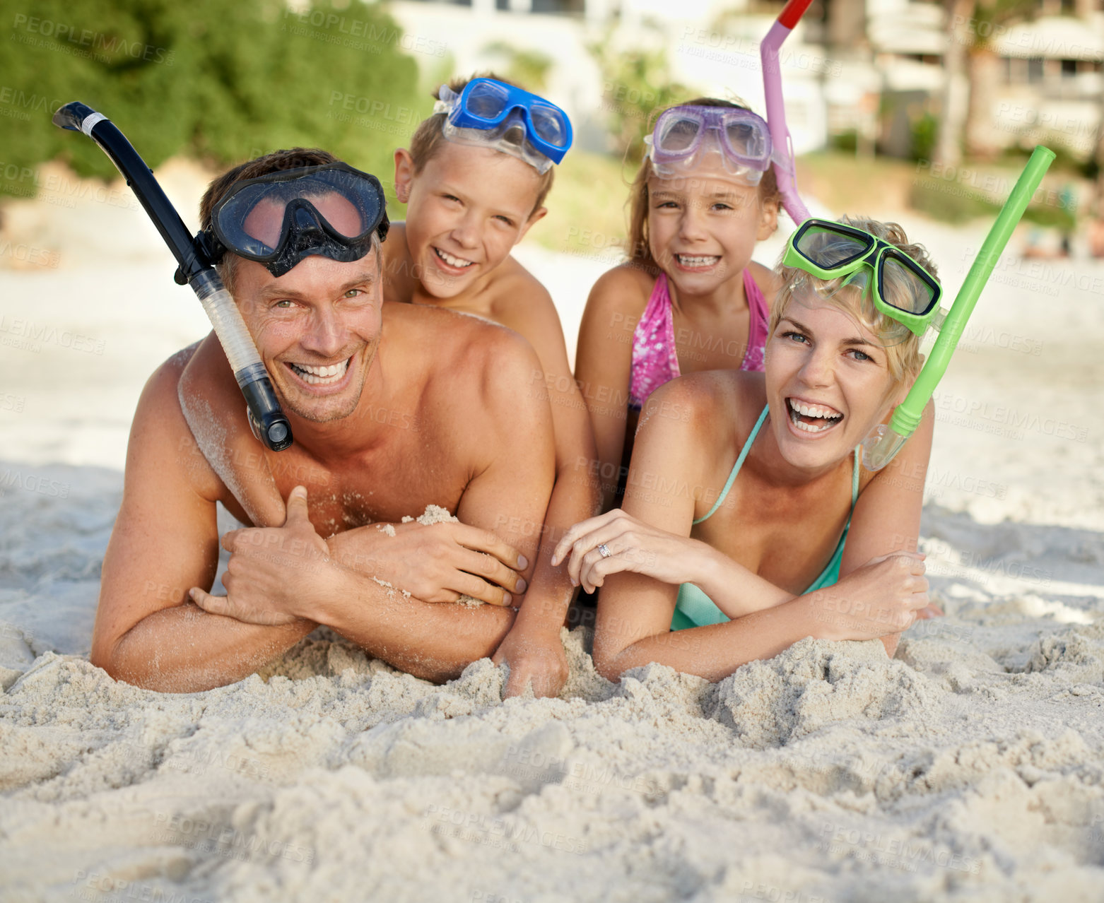 Buy stock photo A family having fun at the beach