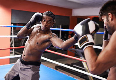 Buy stock photo Two kickboxers in training