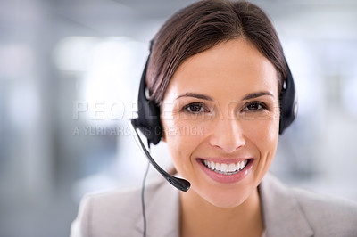 Buy stock photo Cropped shot of a beautiful businesswoman in her office
