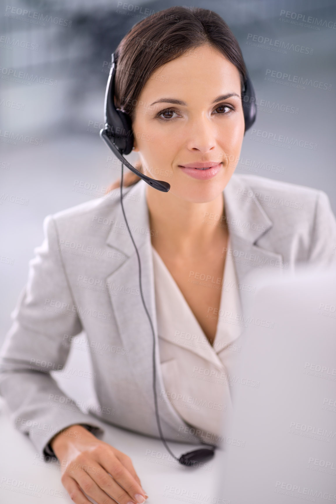 Buy stock photo Cropped shot of a beautiful businesswoman in her office