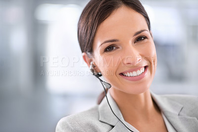 Buy stock photo Cropped shot of a beautiful businesswoman in her office