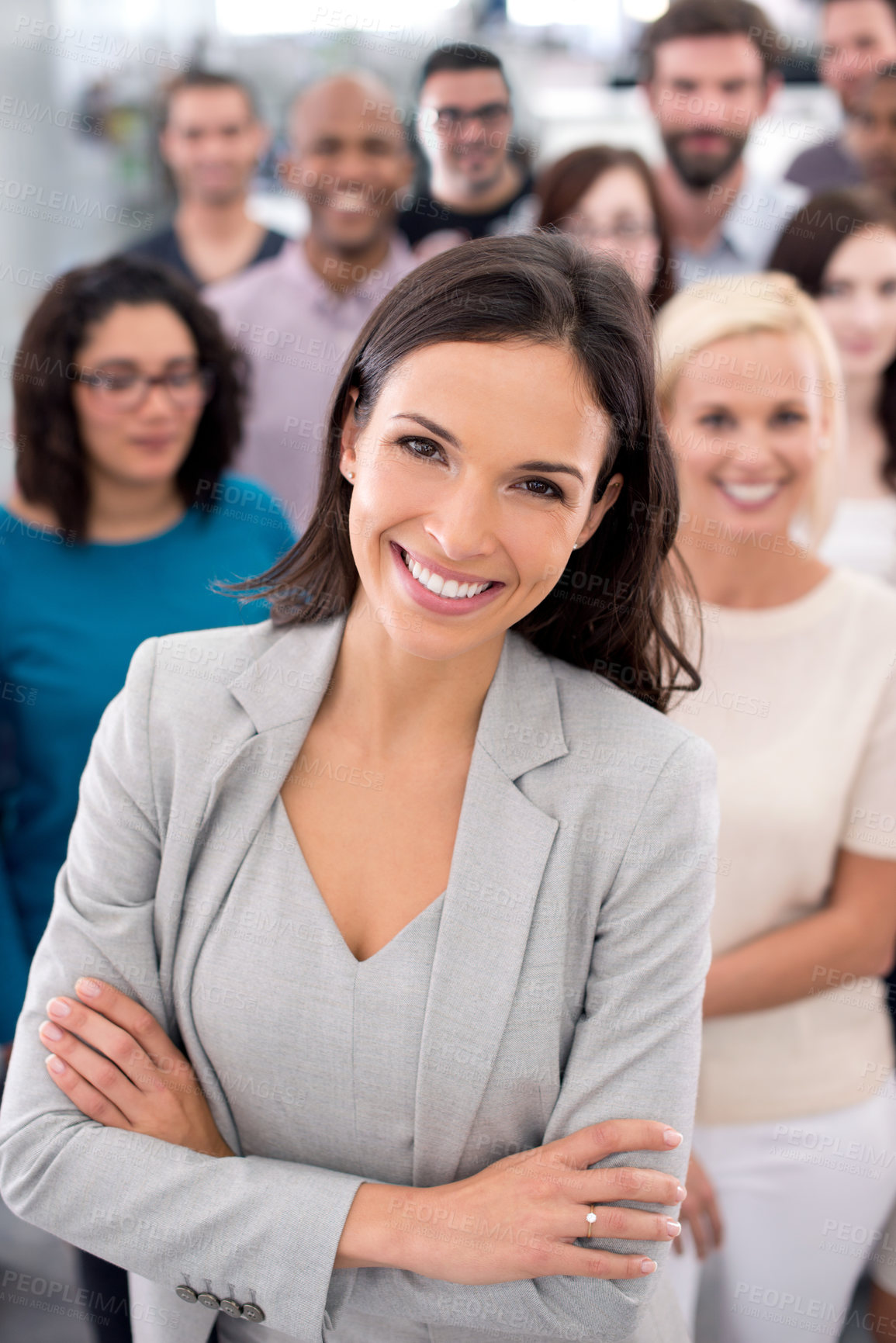 Buy stock photo Cropped shot of a group of positive businesspeople