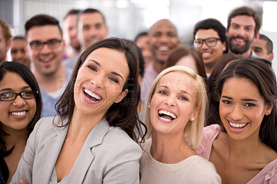 Buy stock photo Cropped shot of a group of smiling businesspeople