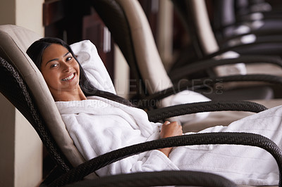 Buy stock photo A beautiful young woman relaxing in the beauty spa