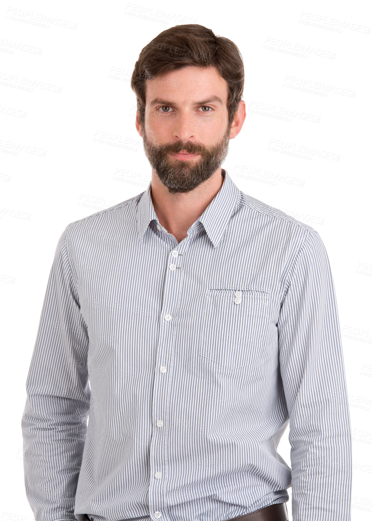 Buy stock photo Fashion person, man and professional in portrait for corporate, work and business on white background. Male model, Australia and pride or entrepreneur career, confident and serious face in studio