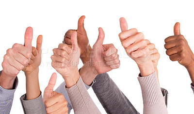 Buy stock photo Cropped shot of a unrecognizable people giving the thumbs up