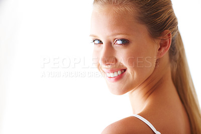 Buy stock photo Cropped shot of an attractive young woman