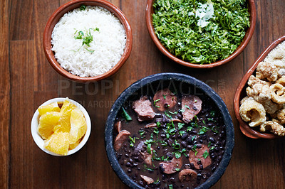 Buy stock photo Closeup shot of various bowls of food and ingredients