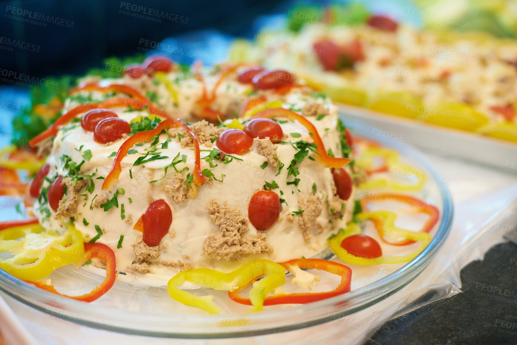 Buy stock photo A gelatin mold on a buffet table beautifully decorated