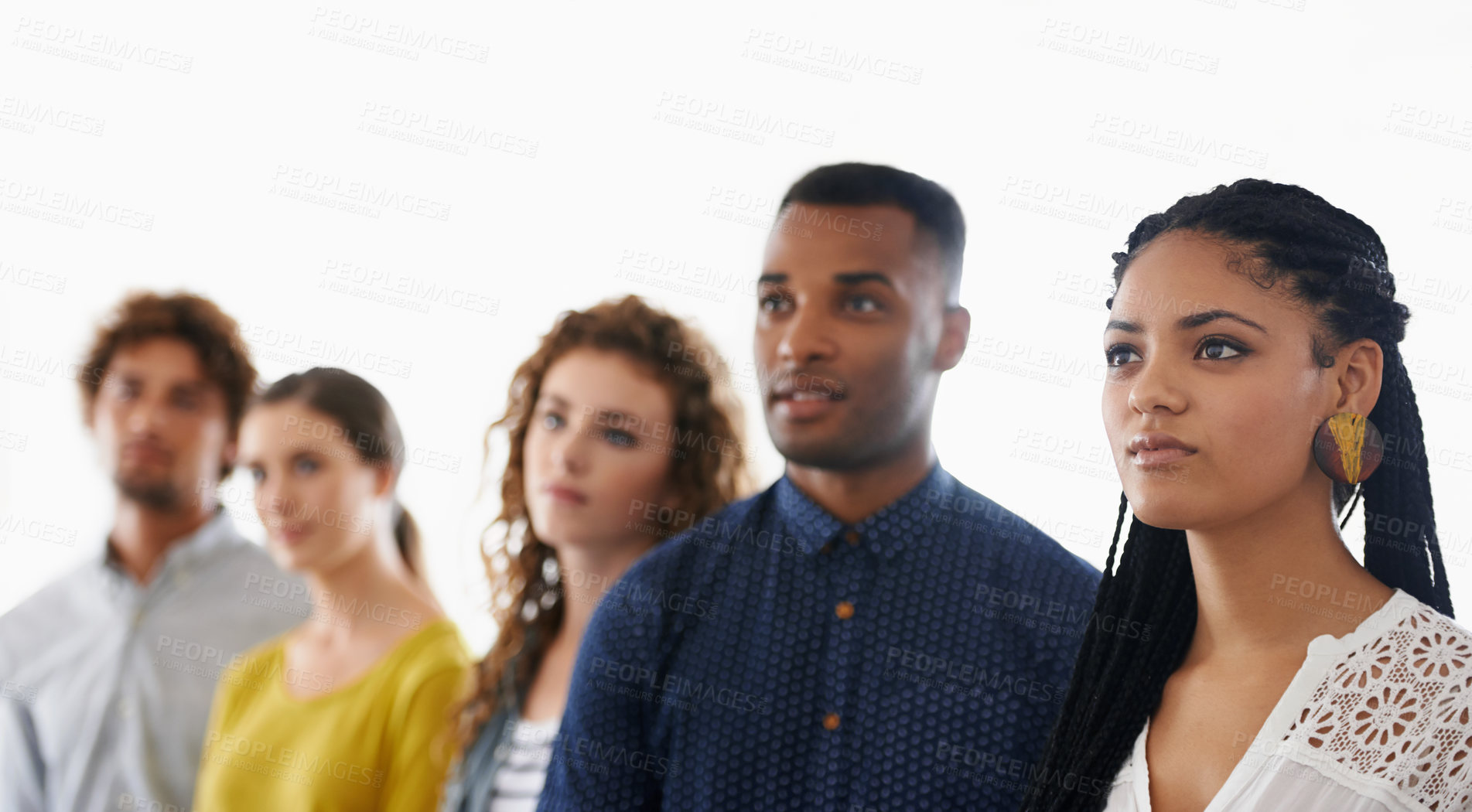 Buy stock photo Cropped shot of a group of young coworkers