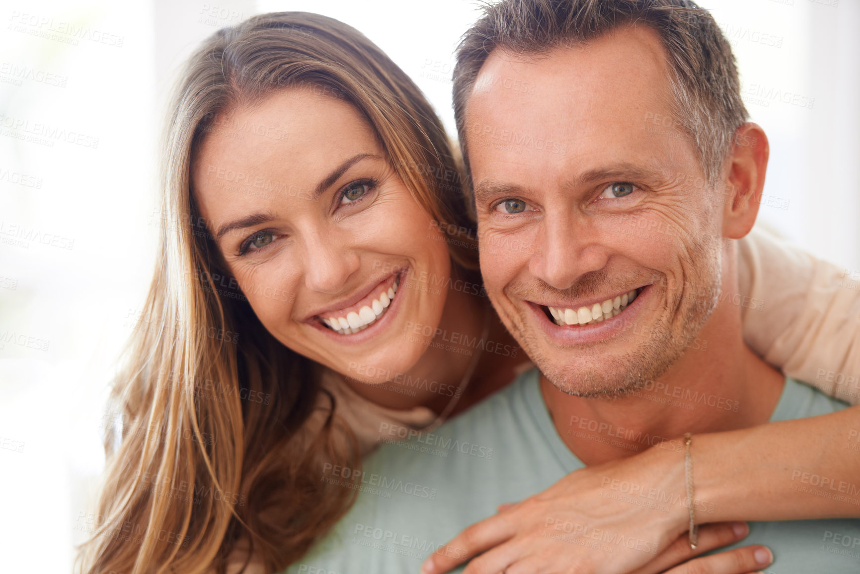 Buy stock photo Portrait of a happy and affectionate couple