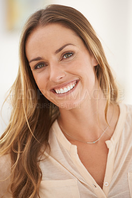Buy stock photo Portrait, smile and business with woman, employee and professional with confidence and startup. Face, person and entrepreneur with a creative company and happiness with corporate and PR consultant