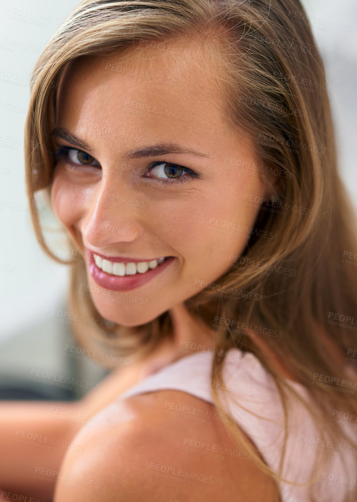 Buy stock photo A beautiful young woman spending the day getting her hair and makeup done