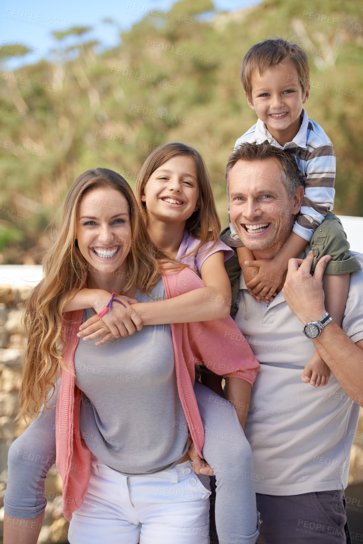 Buy stock photo Shot of an affectionate family on holiday