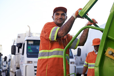 Buy stock photo Cropped shot of a team of garbage collectors