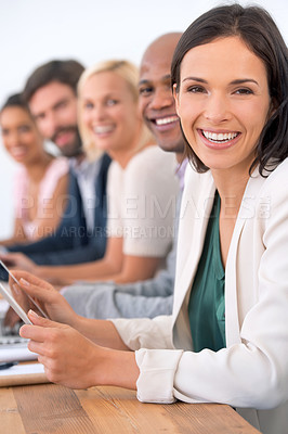 Buy stock photo Portrait of a diverse group of work colleagues