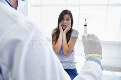 Buy stock photo A doctor giving a woman an injection